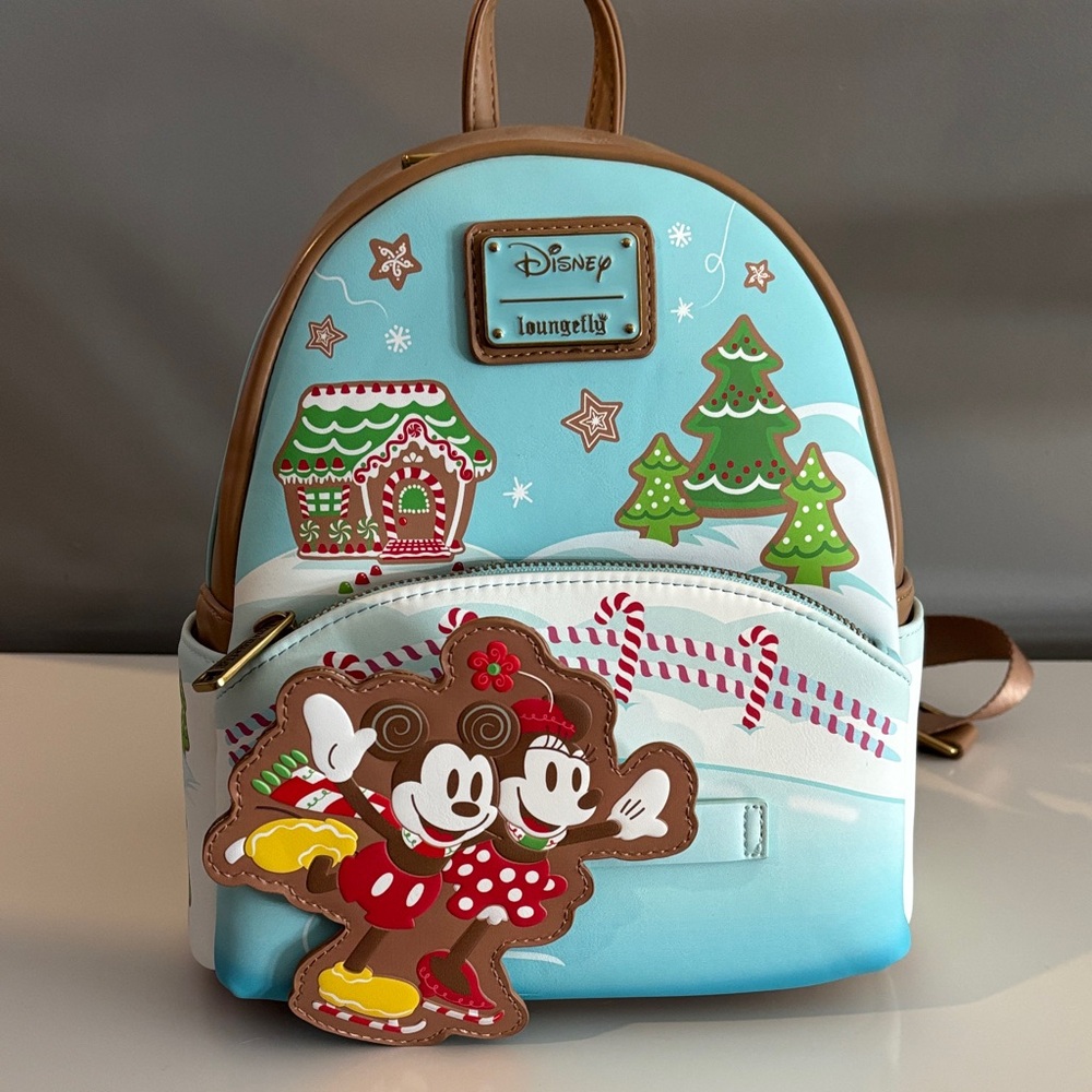 Loungefly Disney Holiday Backpack - Light Blue and Brown NWT